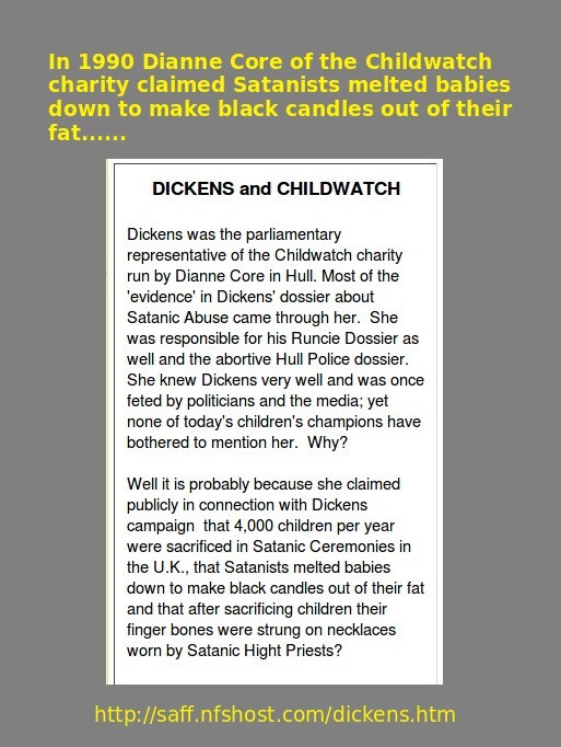 Dianne Core claims Satanists melt babies down to make black candles from them