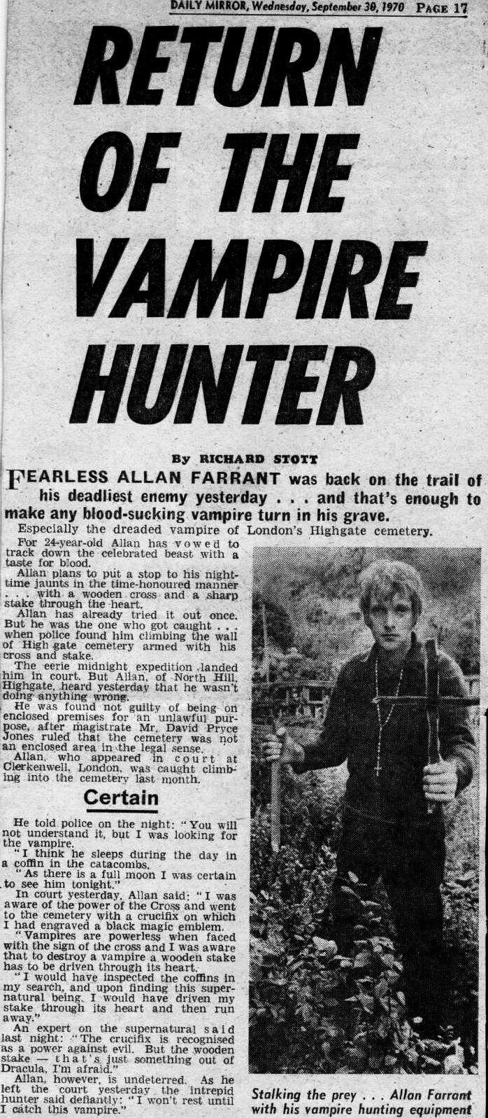 Return of The Vampire Hunter news report 1970