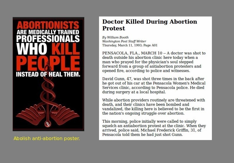 The killing of Dr Gunn by anti-abortion activist