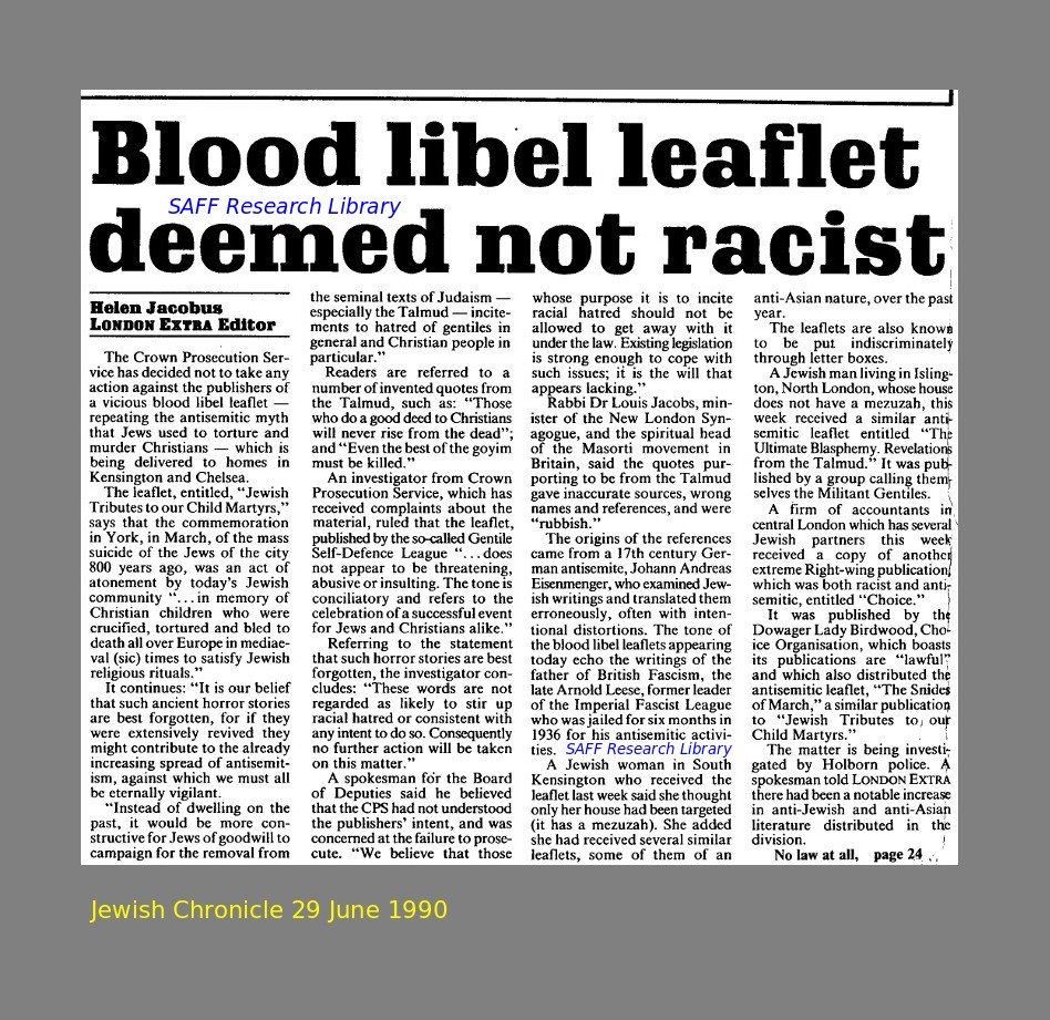 Blood Libels against Jews in 1990