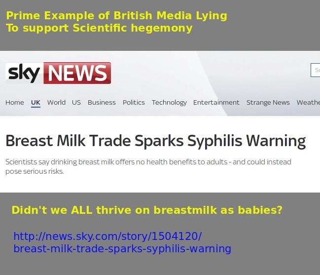 Breastmilk causes syphilis warning.