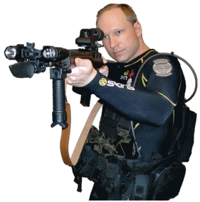 Anders Breivik holding a rifle
