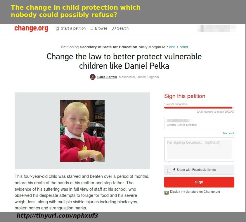 Daniel Pelka petition to force mandatory reporting on UK parliament