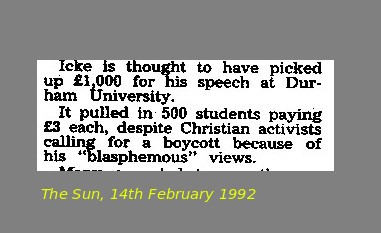 David icke gets £1000 per night in 1992