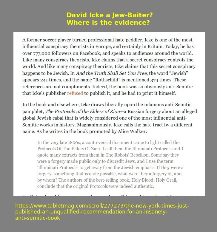 David Icke a jew-baiter?  Where is the evidence?