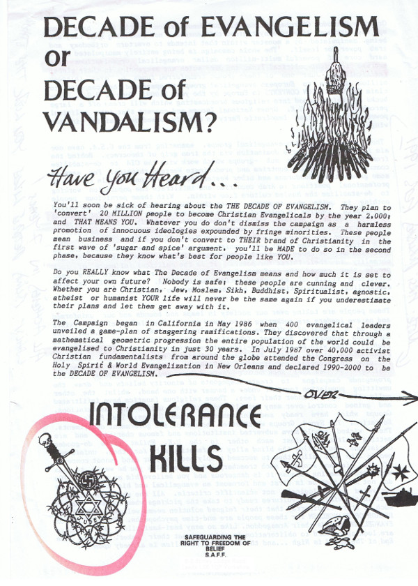 Decade of Evangelism Leaflet - 1988