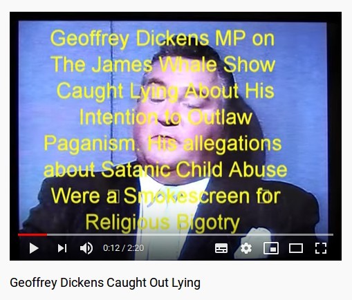 Geoffrey Dickens Lying about his witchcraft law on SAFFutube