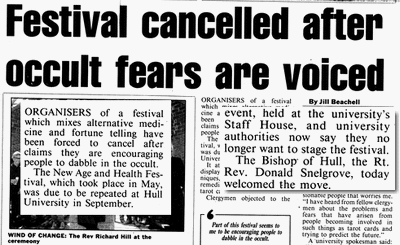 Hull Daily Mail Report 18 July 1991 portraying Alternative Healing as wicked