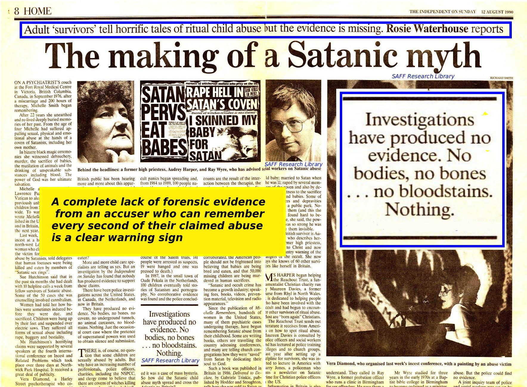 The Making of a Satanic Myth, No bones, No bodies....