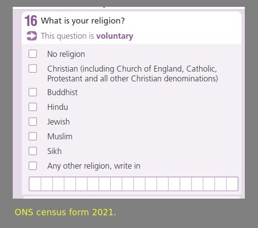 ONS
                2021 census form on religion