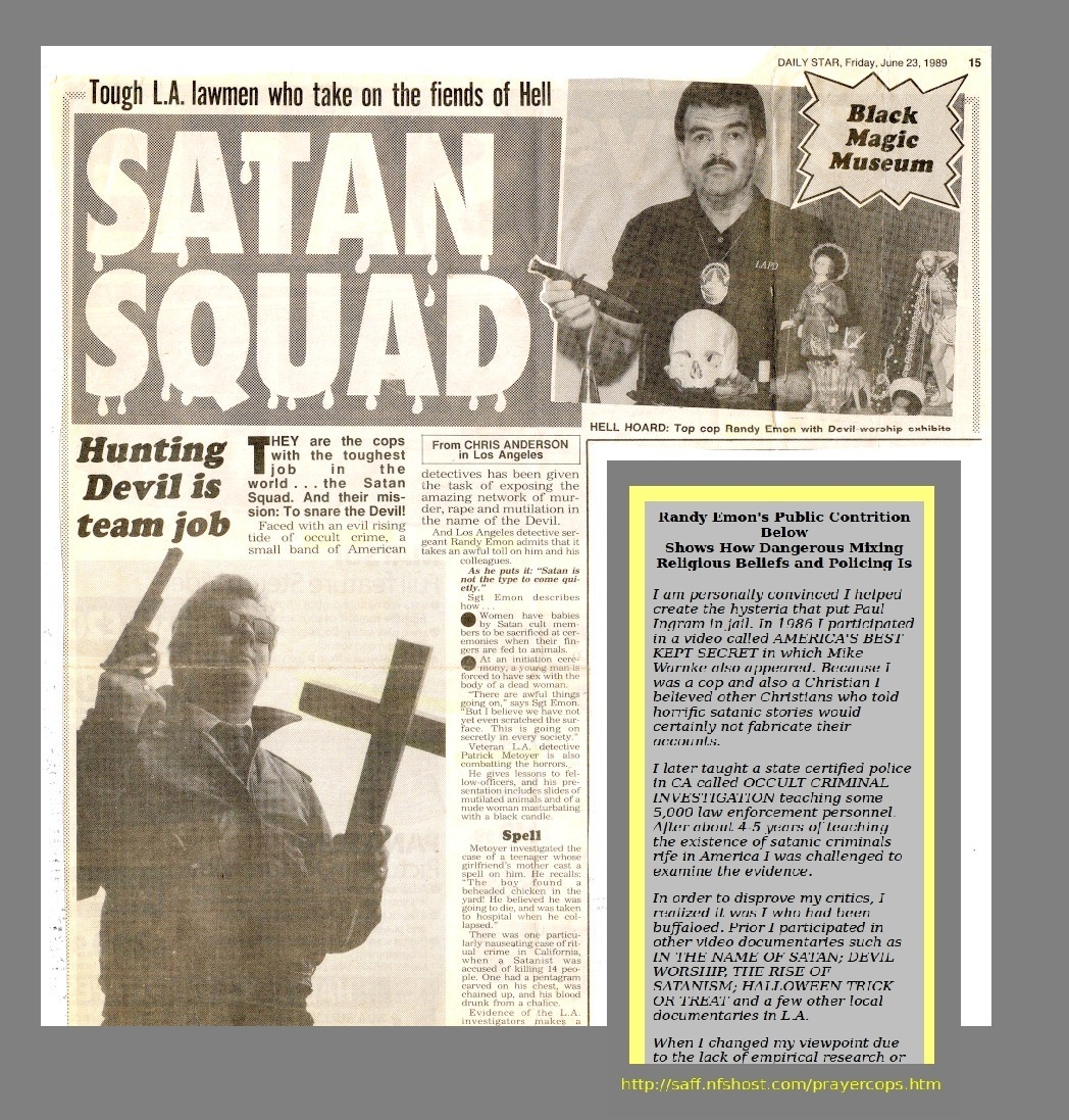 Satan Squad, Randy Emon Cult Cop and lies
                        about Satanic Abuse