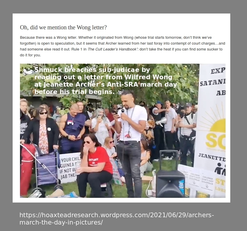 Jeanette Archer's 'Free Wilfred Wong' protest in London 26 june 2021
