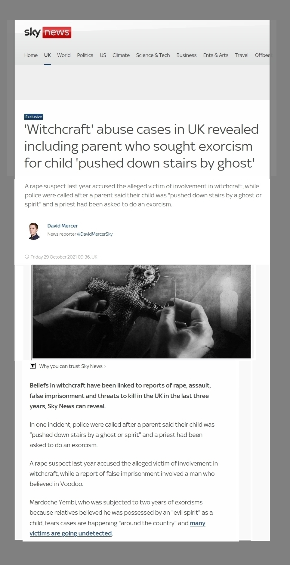 Sky News false story unfact on Witch Children