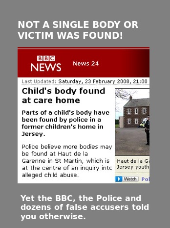 How the BBC originally emblazoned the headline about a child's body being found at Jersey childrens' home