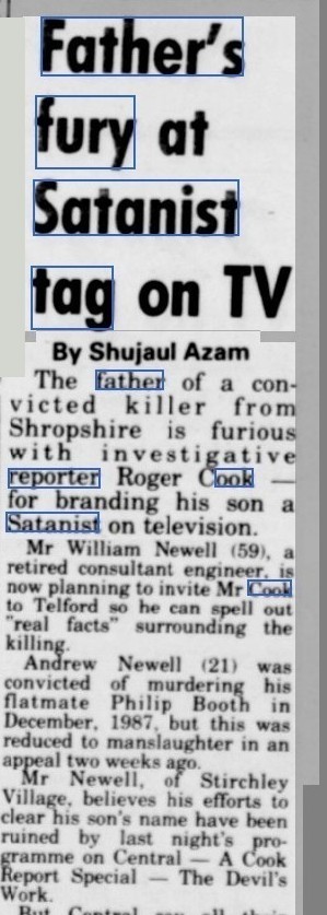 Fathers fury at son being falsely termed a Satanist