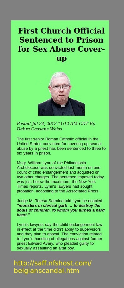 William Lynn First US church official imprisoned for covering up Priestly Abuse