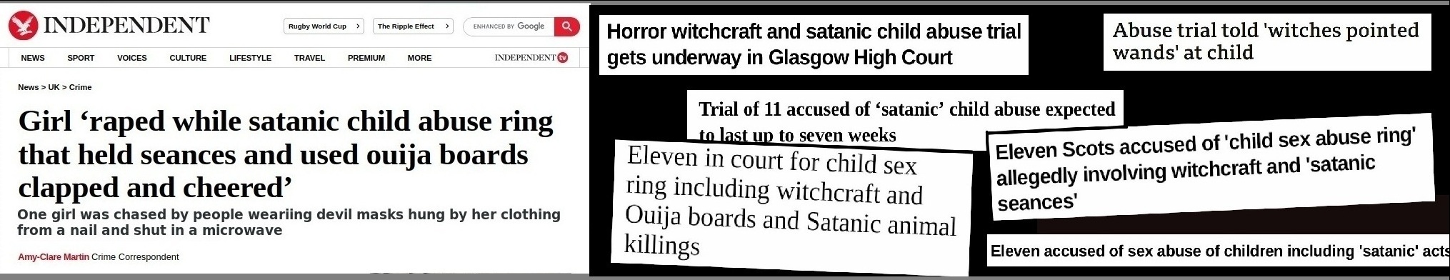 Sensational Satanic 
Headlines preceding the Glasgow 2023 SRA trial