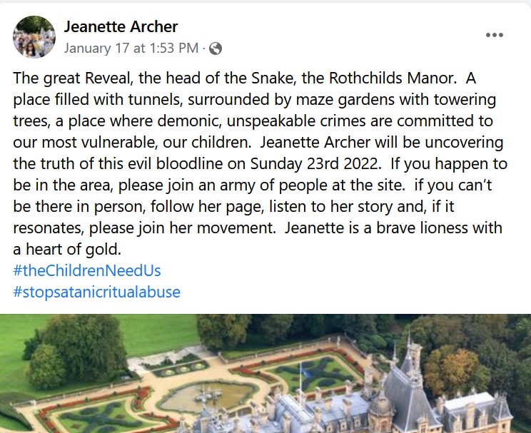 Jeanette Archer advertising for rent-a-mob at Waddesdon Manor