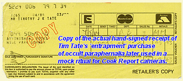 Counterfoil for the credit card purchase of Tim Tate